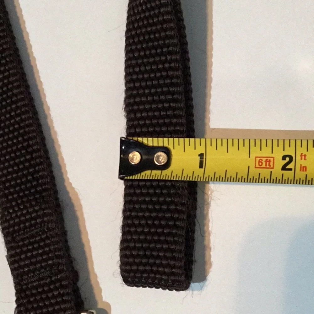 Slip collar & leash, sturdy nylon, brown color, 1” wide, metal hardware